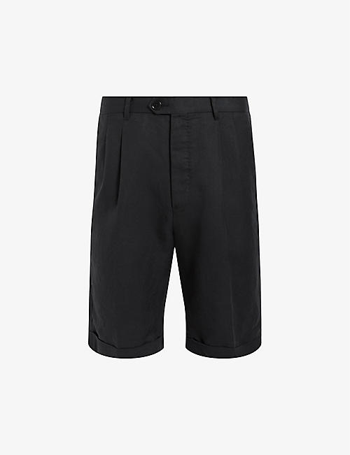 ALLSAINTS: Ora Tallis pleated slim-fit linen and organic-cotton shorts