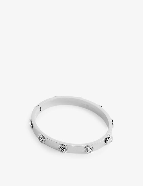 TORY BURCH: Miller crystal-embellished stainless-steel bracelet