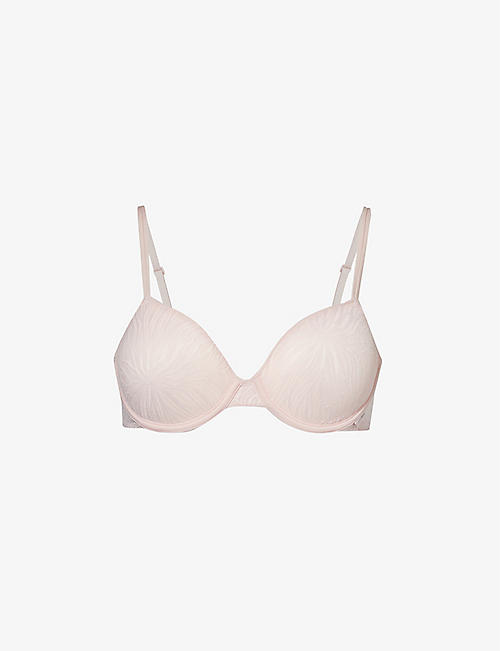 CALVIN KLEIN: Half-cup underwired recycled nylon-blend lace bra