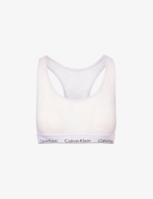 CALVIN KLEIN: Modern branded-waistband scoop-neck unlined stretch-lace bralette
