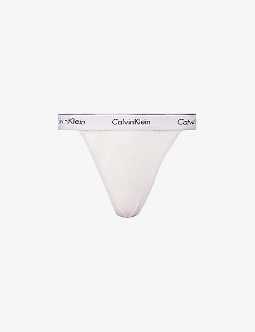 CALVIN KLEIN: Modern branded-waistband mid-rise stretch-lace thong