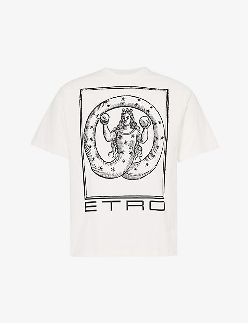 ETRO: Graphic-print crewneck cotton-jersey T-shirt
