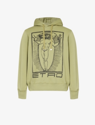 ETRO: Graphic-print relaxed-fit cotton-jersey hoody