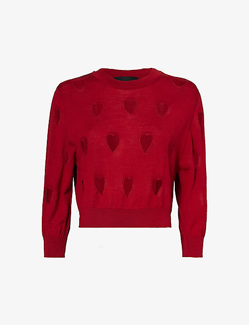 SIMONE ROCHA: Cut-out heart cropped wool and silk-blend jumper