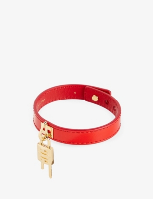 GIVENCHY: Padlock-charm adjustable leather bracelet