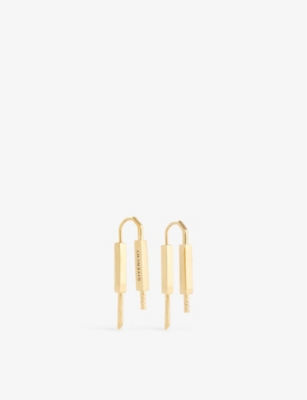 GIVENCHY: Padlock logo-engraved brass earrings