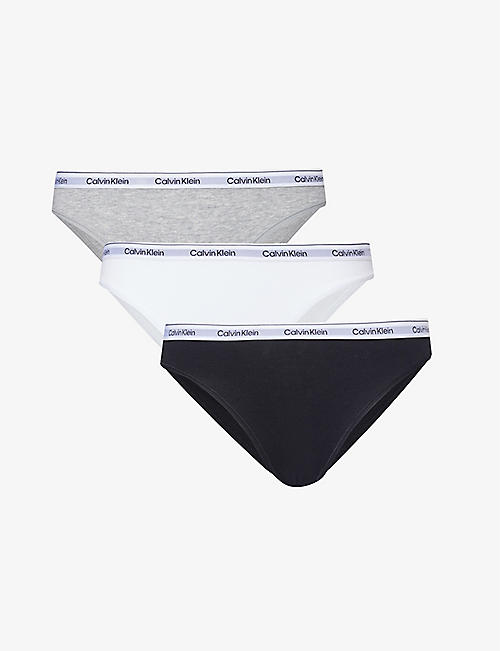 CALVIN KLEIN: Modern branded-waistband pack of three stretch-cotton briefs