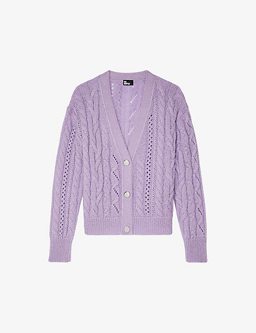 THE KOOPLES: V-neck cable-weave knitted cardigan