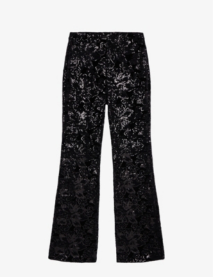 THE KOOPLES: High-rise sequin-embroidered stretch-velvet trousers