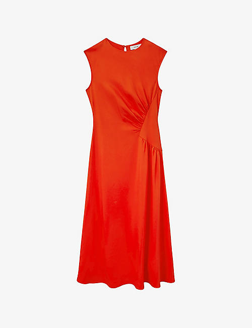 REISS: Stacy ruched-waist stretch-woven midi dress