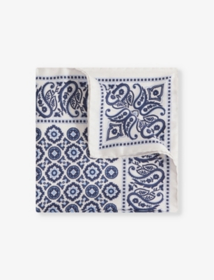 REISS: Domenico floral-print silk pocket square