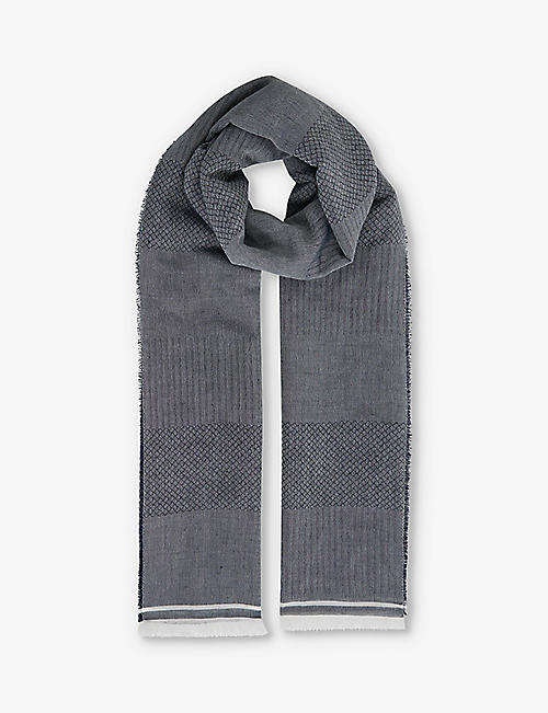 REISS: Dixie stripe-weave woven scarf