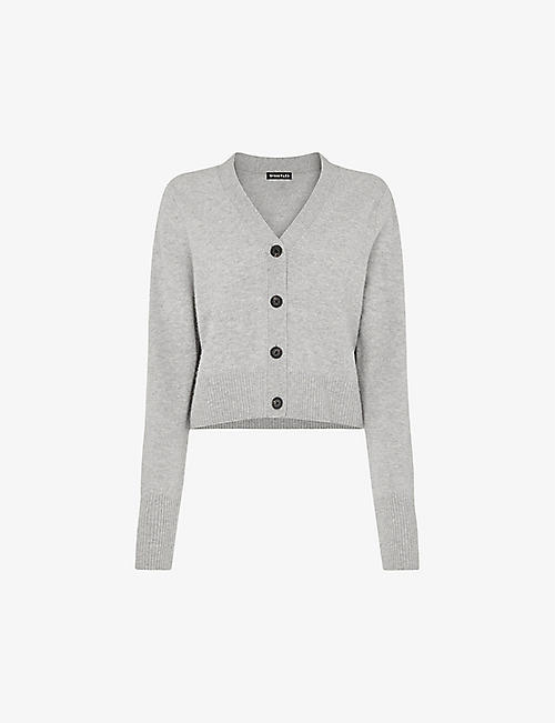 WHISTLES: V-neck cropped wool cardigan