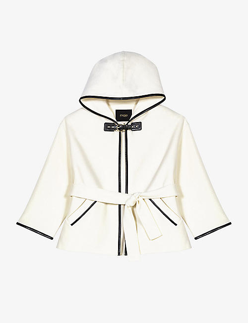 MAJE: Hood double-faced wool-blend coat