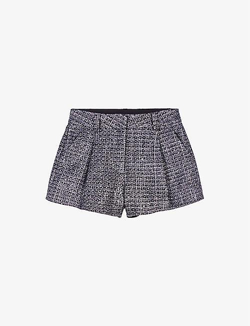 MAJE: High-rise metallic-tween woven shorts