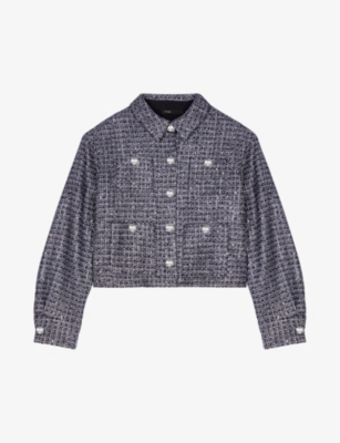 MAJE: Metallic-weave cropped tweed jacket