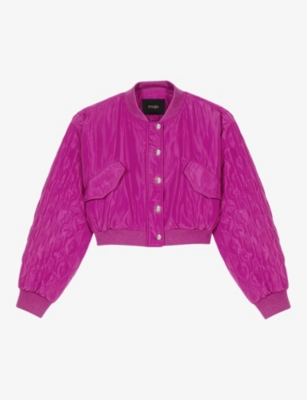 MAJE: Relaxed-fit quilted-sleeve cropped woven bomber jacket