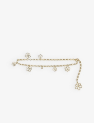 MAJE: Flower-embellished gold-tone brass chain belt