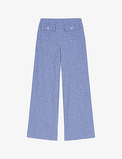 MAJE: Mid-rise wide-leg tweed stretch cotton-blend trousers