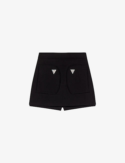 MAJE: Triangle hardware-embellished stretch-woven mini shorts