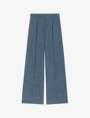 MAJE: Pleated wide-leg high-rise stretch-woven trousers
