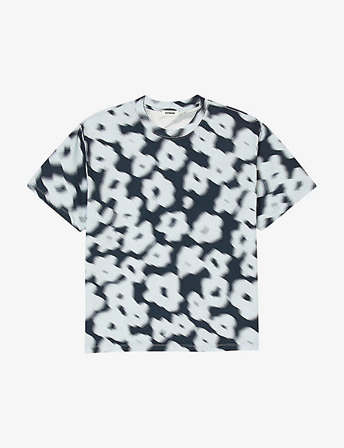 SANDRO: Blurry floral-print cotton-jersey T-shirt