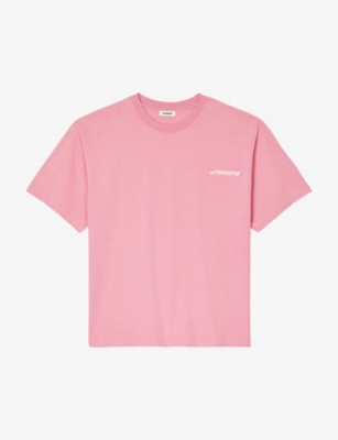 SANDRO: Logo-patch short-sleeves cotton-jersey T-shirt