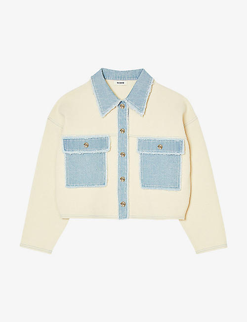 SANDRO: Patch-pocket cropped woven jacket