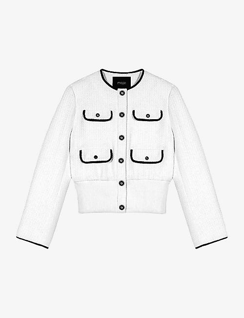 MAJE: Contrast-trim flap-pocket woven jacket