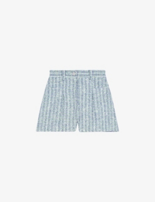 MAJE: Patch-pocket regular-fit tweed shorts