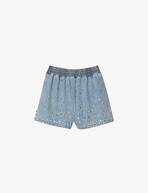 SANDRO: Rhinestone-embellished denim shorts