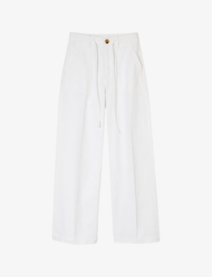 SANDRO: Patch-pocket high-rise denim trousers