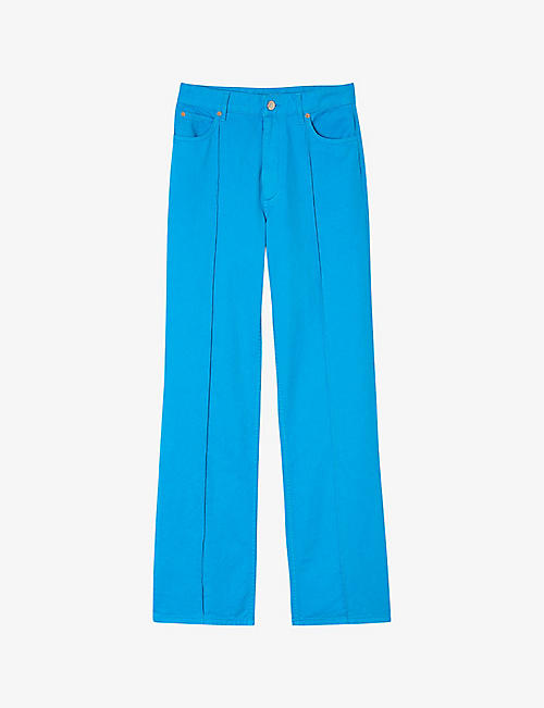 SANDRO: Pintuck-seam straight-leg mid-rise denim jeans