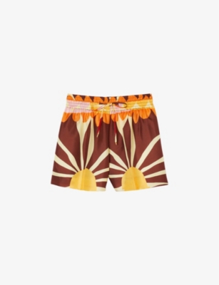 SANDRO: Graphic-print elasticated-waist woven shorts