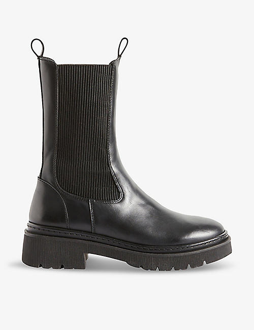 CLAUDIE PIERLOT: Elasticated-side mid-height leather Chelsea boots