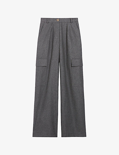 CLAUDIE PIERLOT: Loose wide-leg mid-rise wool-blend trousers