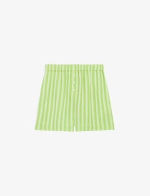 CLAUDIE PIERLOT: Elasticated-waist stripe-print woven shorts