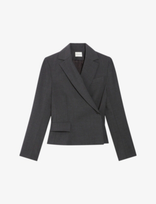 CLAUDIE PIERLOT: Peak-lapel cropped stretch-wool blazer
