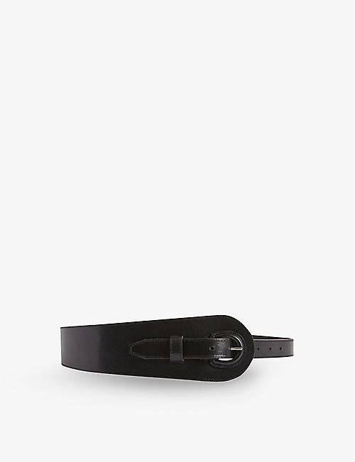 CLAUDIE PIERLOT: Curved wide leather buckle belt
