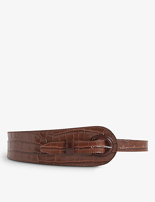CLAUDIE PIERLOT: Wide croc-embossed leather belt