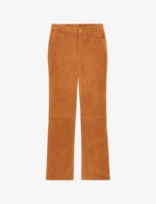 CLAUDIE PIERLOT: Panelled wide-leg mid-rise suede trousers