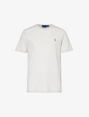 POLO RALPH LAUREN: Logo-embroidered slim-fit cotton-jersey T-shirt