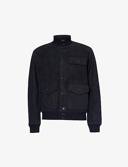 POLO RALPH LAUREN: Buttoned flap-pocket regular-fit suede jacket
