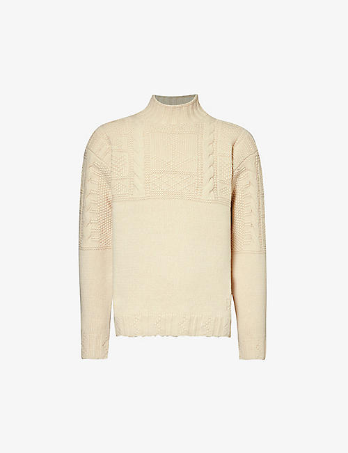 POLO RALPH LAUREN: Roll-neck cable-knit wool and recycled-nylon-blend jumper