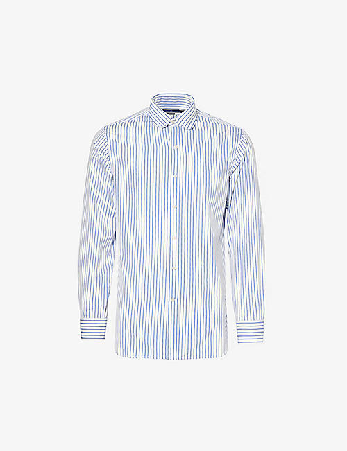 POLO RALPH LAUREN: Stripe-pattern custom-fit cotton shirt