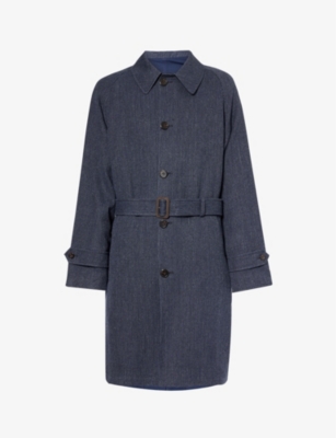 POLO RALPH LAUREN: Single-breasted belted linen and wool-blend coat