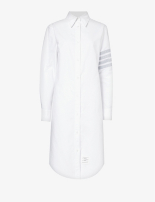 THOM BROWNE: Four-bar relaxed-fit cotton shirt dress
