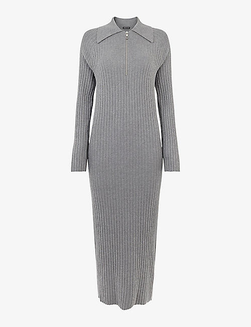 WHISTLES: Bonnie ribbed knitted midi dress