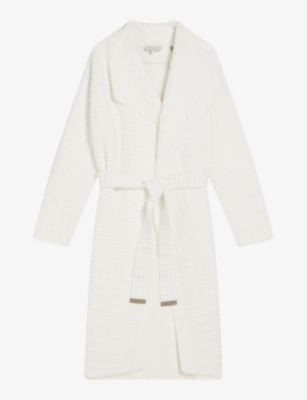 TED BAKER: Maxence wrap-front textured knitted coat