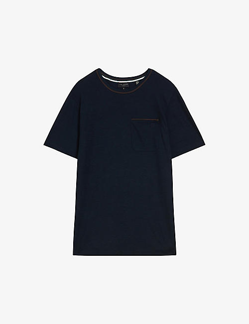 TED BAKER: Grine contrast-trim woven T-shirt